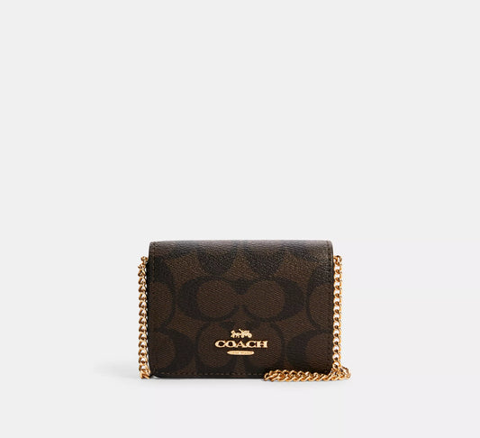 Coach Mini Wallet On A Chain In Signature Canvas