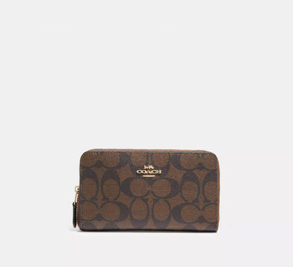 Coach Medium Id Zip Wallet In Signature Canvas