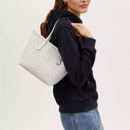 Coach Mini City Tote In Signature Canvas