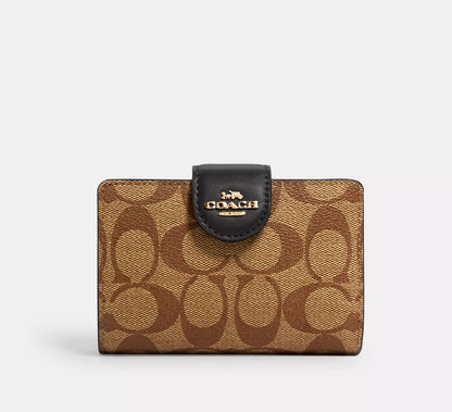 Coach Medium Corner Zip Wallet In Signature Canvas