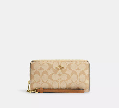 Coach Long Zip Around Wallet In Signature Canvas