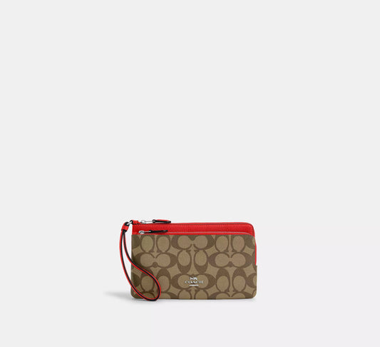 Coach Double Zip Wallet In Signature Canvas