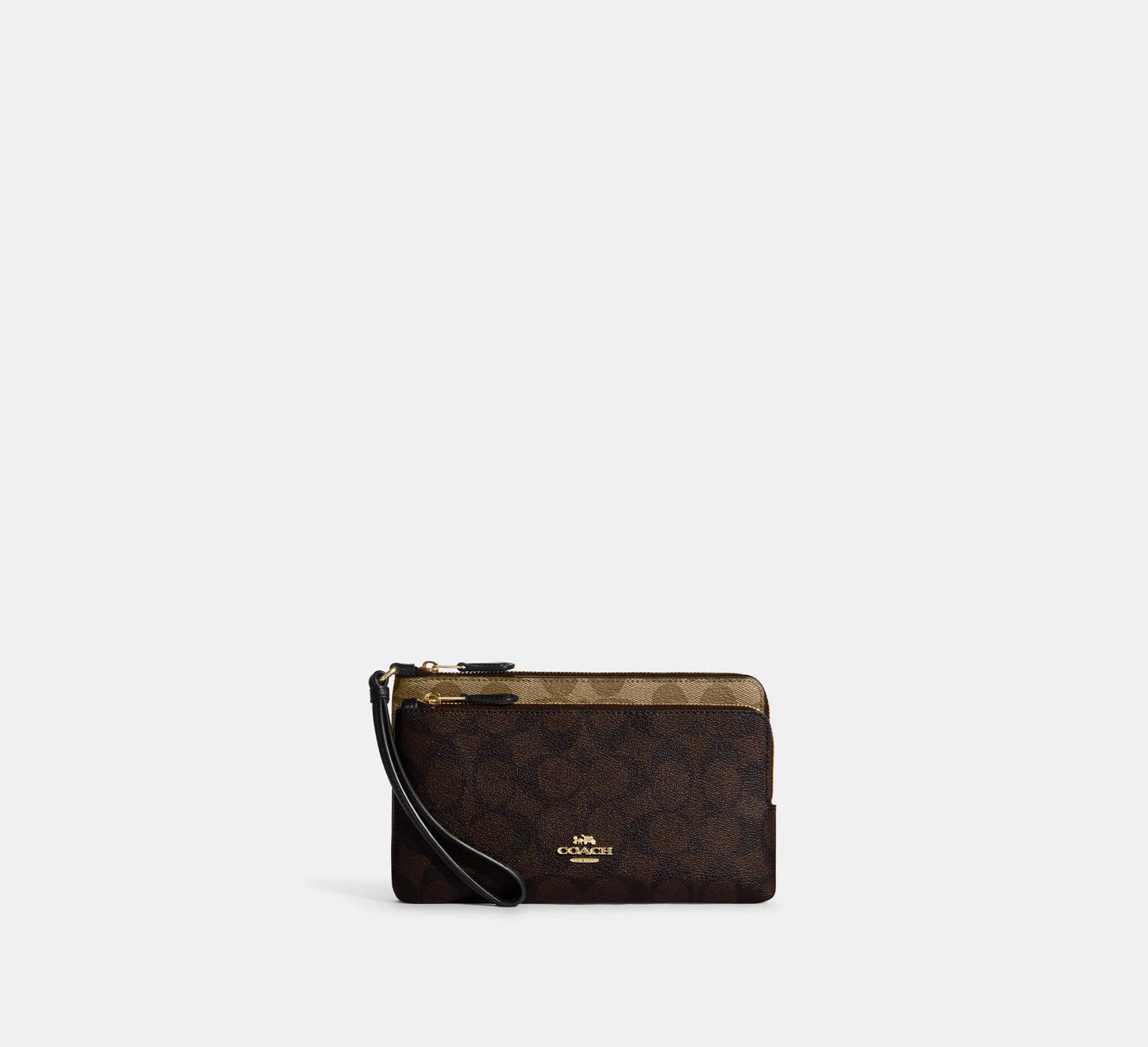 Coach Double Zip Wallet In Blocked Signature Canvas