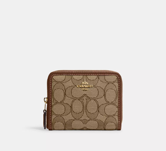 Coach Small Zip Around Wallet In Signature Jacquard