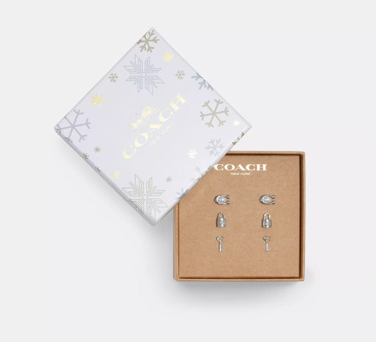 Coach Signature Lock Key Earrings Set