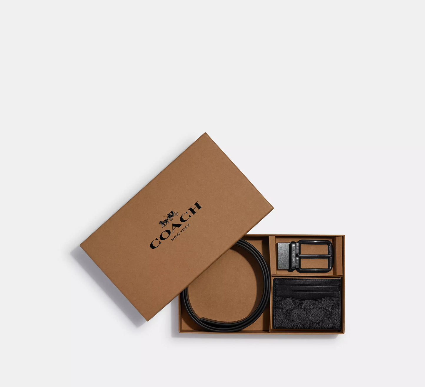 Coach Boxed Card Case And Belt Gift Set In Colorblock Signature Canvas