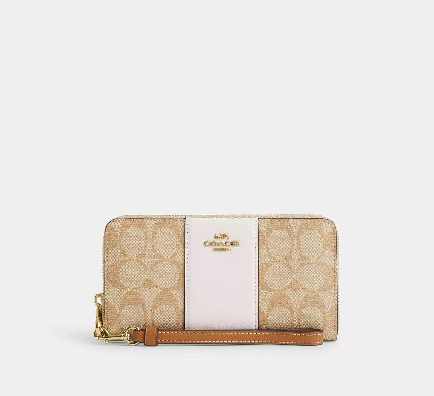 Coach Long Zip Around Wallet In Signature Canvas With Stripe