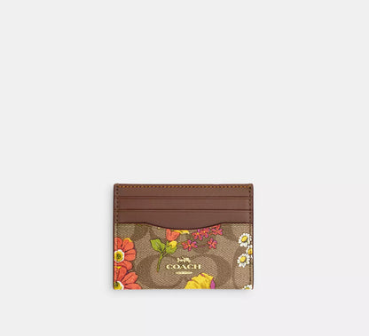 Coach Slim Id Card Case In Signature Canvas With Floral Print