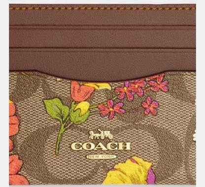 Coach Slim Id Card Case In Signature Canvas With Floral Print