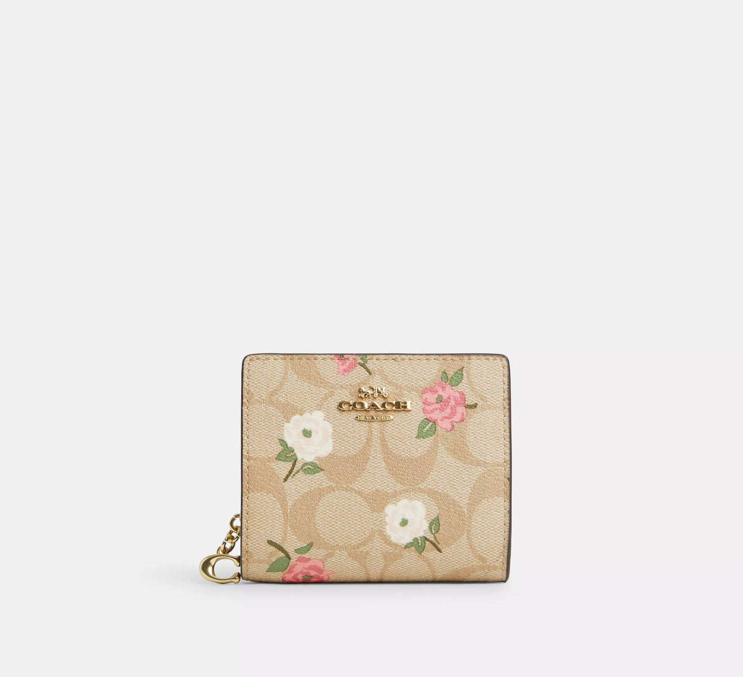 Coach Snap Wallet In Signature Canvas With Floral Print