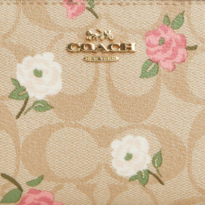 Coach Snap Wallet In Signature Canvas With Floral Print