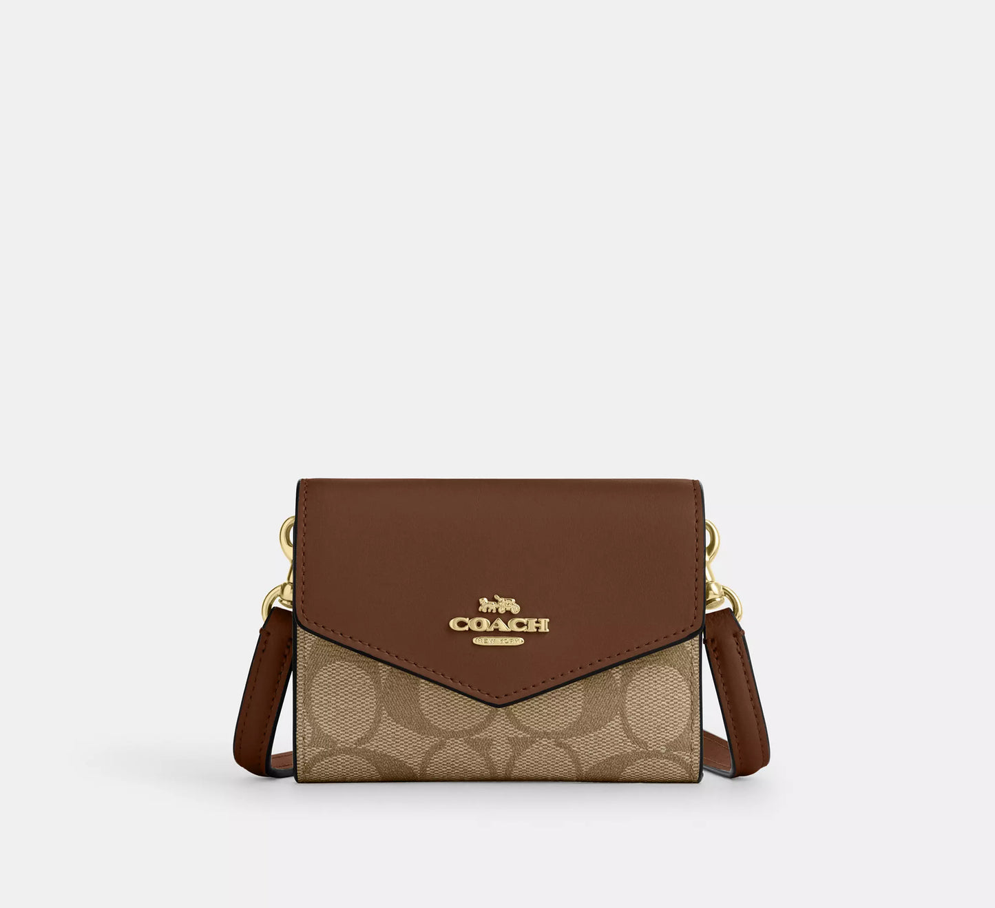 Coach Mini Envelope Wallet With Strap In Signature Canvas