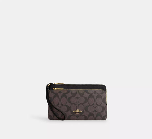 Coach Double Zip Wallet In Signature Canvas