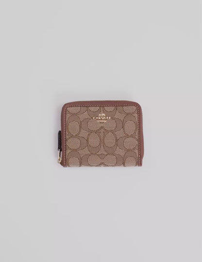 Coach Small Zip Around Wallet In Signature Jacquard